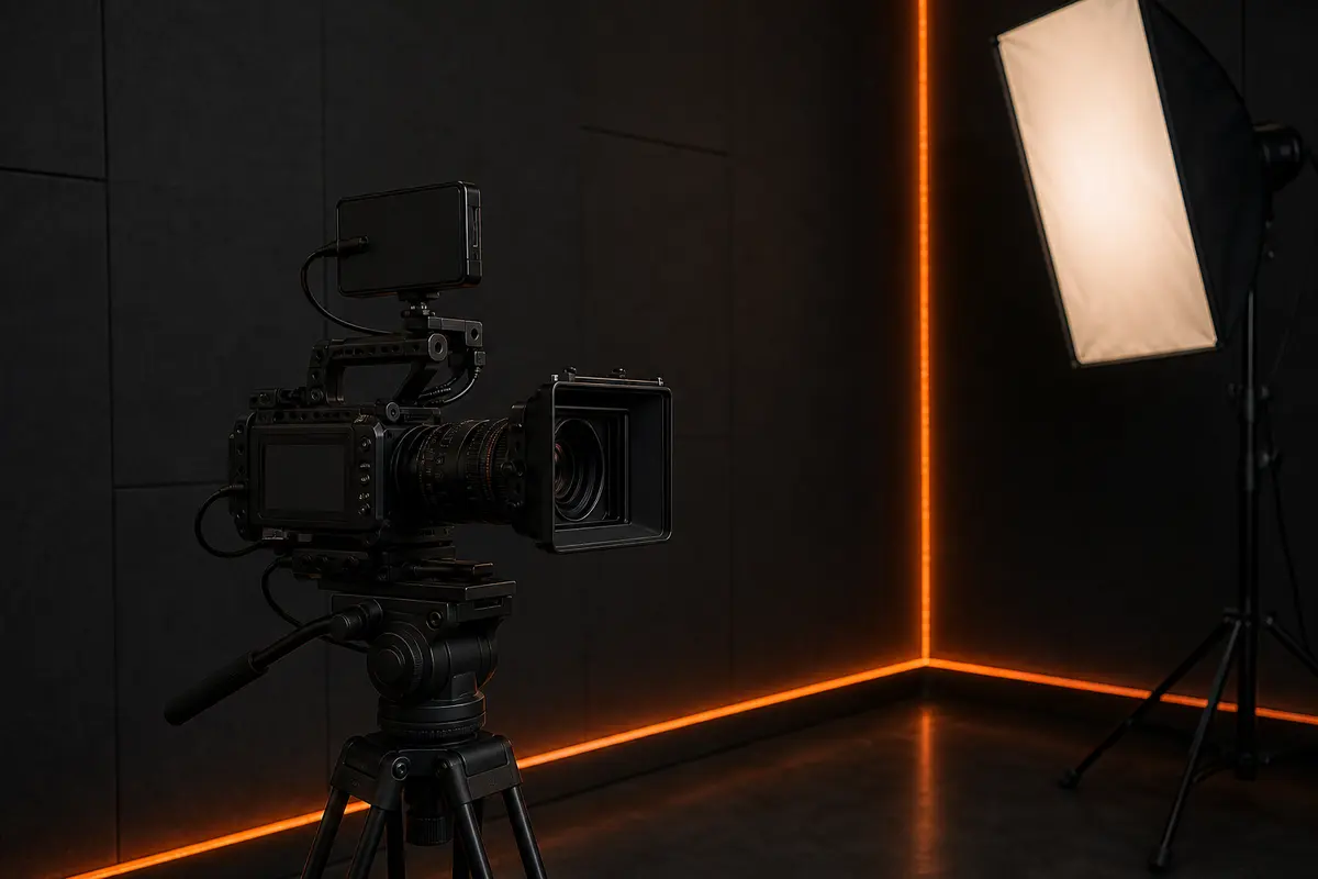 A Handshake-built video studio with warm accent lighting